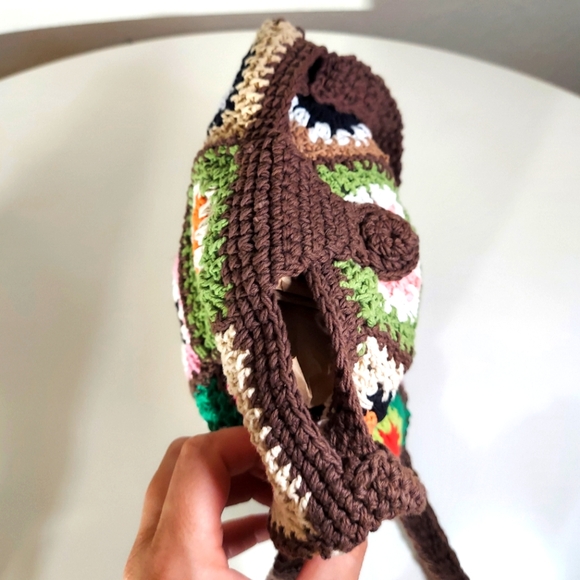 Crochet Handmade Multicolor Granny Square Open Knit Crossbody Bag Lot - Picture 6 of 15